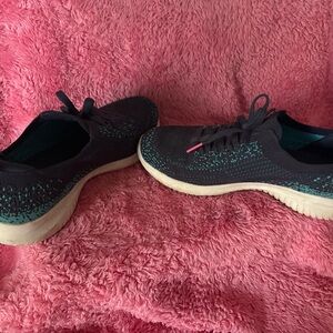 Women's Black and Teal Sneakers